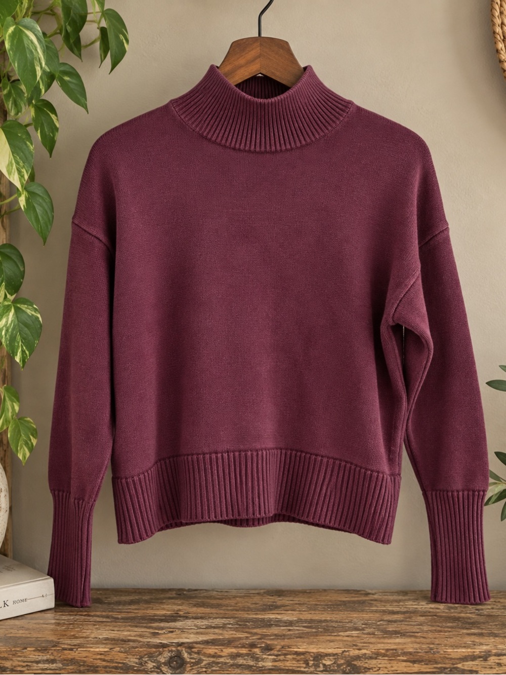 Gap 100% Cotton Plum Turtleneck Sweater Size Small